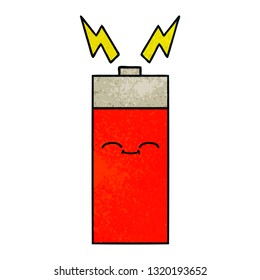 retro grunge texture cartoon of a battery