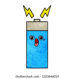 retro grunge texture cartoon of a battery