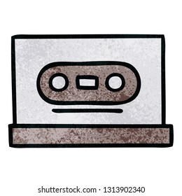 retro grunge texture cartoon of a retro cassette