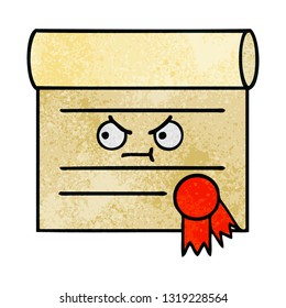 caricatura de textura retro grunge de un certificado