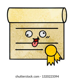 retro grunge texture cartoon of a certificate