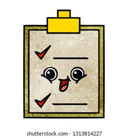 retro grunge texture cartoon of a check list