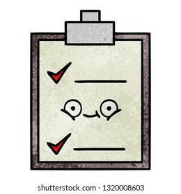 caricatura de textura retro grunge de una lista de verificación
