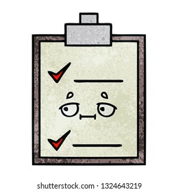 retro grunge texture cartoon of a check list