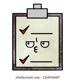 retro grunge texture cartoon of a check list