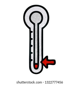 retro grunge texture cartoon of a cold thermometer