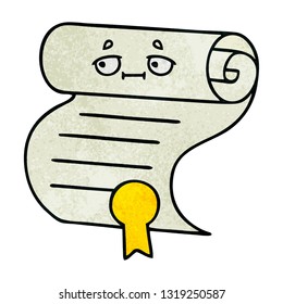retro grunge texture cartoon of a contract