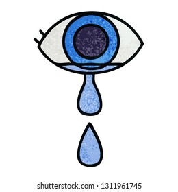 caricatura de textura retro grunge de ojo llorón