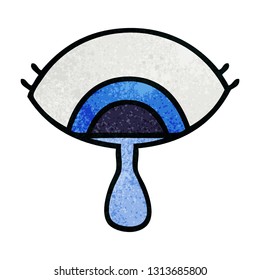 retro grunge texture cartoon of a crying eye