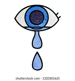 retro grunge texture cartoon of a crying eye