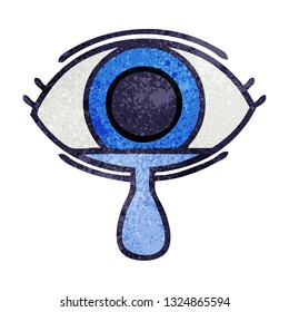 Retro-Grunge-Textur-Cartoon auf einem weinenden Auge