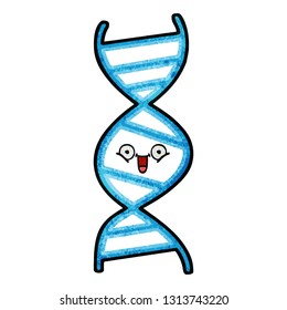 retro grunge texture cartoon of a DNA strand