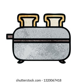 desenho animado de textura grunge retro de uma torradeira dupla