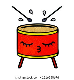 retro grunge texture cartoon of a drum