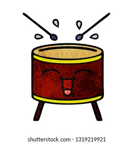 retro grunge texture cartoon of a drum