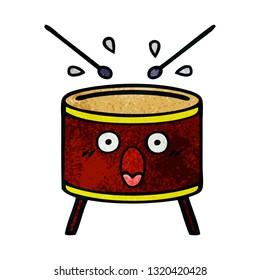 retro grunge texture cartoon of a drum