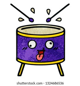 retro grunge texture cartoon of a drum