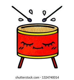 retro grunge texture cartoon of a drum
