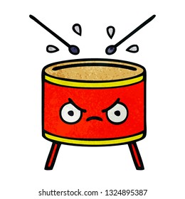 retro grunge texture cartoon of a drum