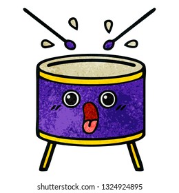 retro grunge texture cartoon of a drum