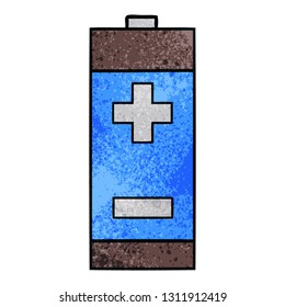 caricatura de textura retro grunge de una batería eléctrica
