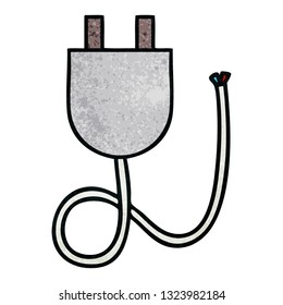 caricatura de textura retro grunge de un enchufe eléctrico
