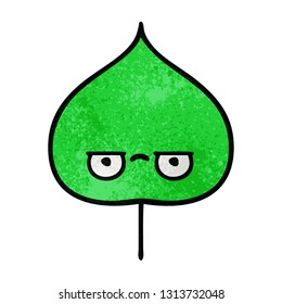 retro grunge texture cartoon of a expressional leaf