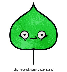 retro grunge texture cartoon of a expressional leaf