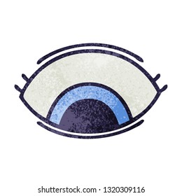 retro grunge texture cartoon of a eye looking down