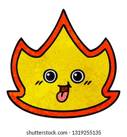 retro grunge texture cartoon of a fire