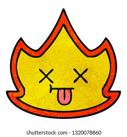 caricatura retro grunge de textura de fuego