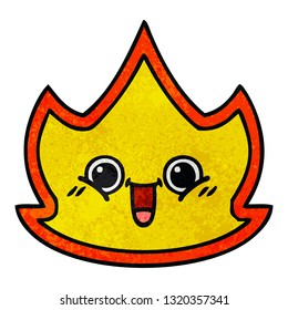 retro grunge texture cartoon of a fire