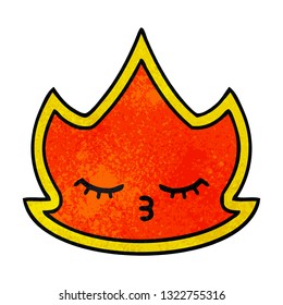 retro grunge texture cartoon of a fire