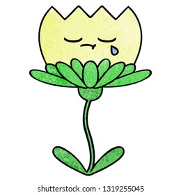 caricatura de textura retro grunge de una flor