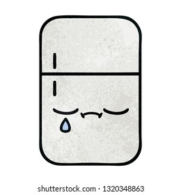 retro grunge texture cartoon of a fridge freezer