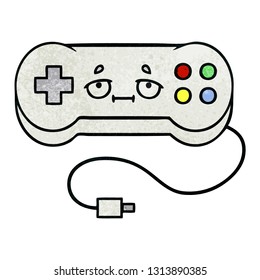 retro grunge texture cartoon of a game controller