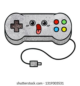 retro grunge texture cartoon of a game controller