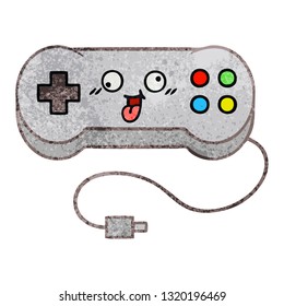 retro grunge texture cartoon of a game controller