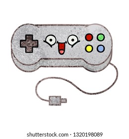 caricatura de textura de grunge retro de un controlador de juegos