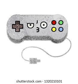 retro grunge texture cartoon of a game controller