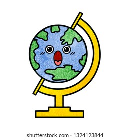 caricatura de textura retro grunge de un globo del mundo