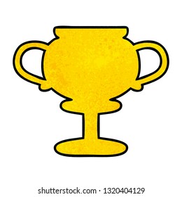 retro grunge texture cartoon of a gold trophy