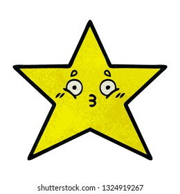 retro grunge texture cartoon of a gold star