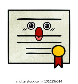 retro grunge texture cartoon of a graduation diploma