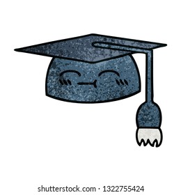 retro grunge texture cartoon of a graduation hat