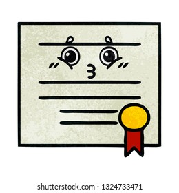 retro grunge texture cartoon of a graduation diploma