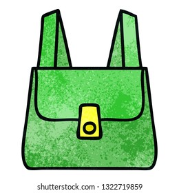 retro grunge texture cartoon of a green bag