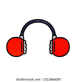 retro grunge texture cartoon of a retro headset