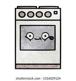 retro grunge texture cartoon of a kitchen oven