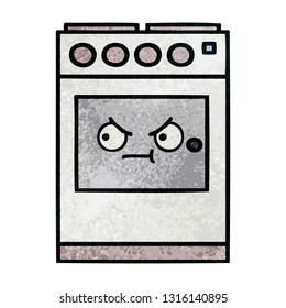 retro grunge texture cartoon of a kitchen oven